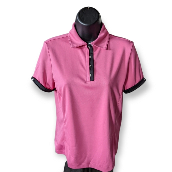 Tail Tops - Tail Golf Short Sleeve Pink & Black Top Size Small